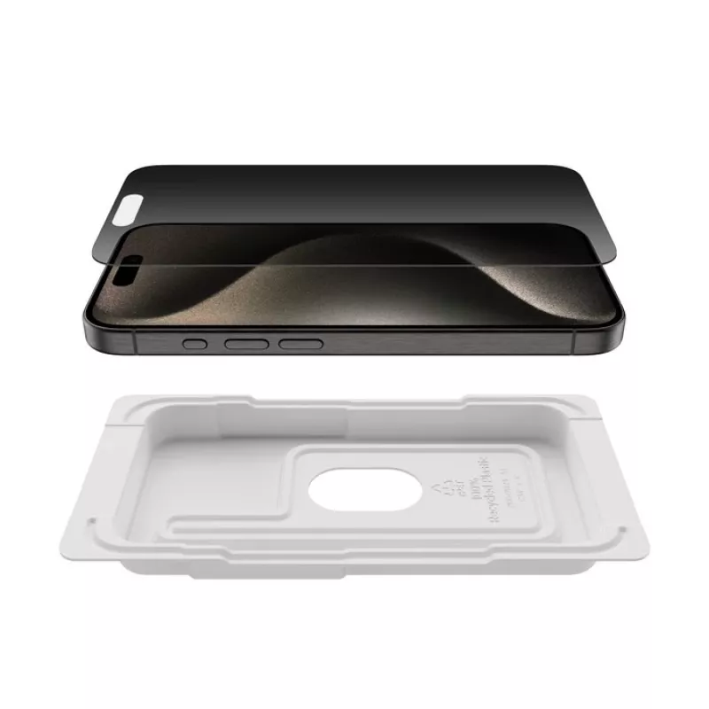 Lámina protectora de pantalla con privacidad Belkin OVA169HQ para iPhone 16 Pro antibacteriana resistente a golpes