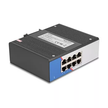 Switch Gigabit Ethernet DELOCK 80163, switch industrial de 8 puertos RJ45, no gestionado, carcasa de metal