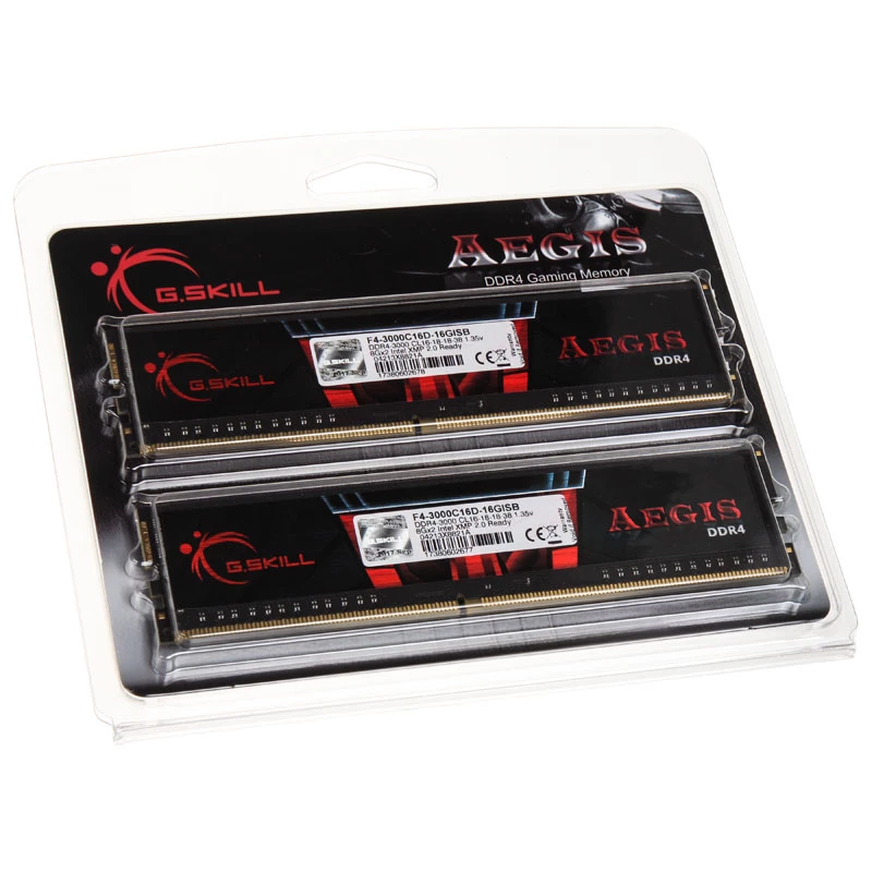 DIMM 16 GB DDR4-3000 (2x 8 GB) Dual-Kit, Memoria RAM negra, F4-3000C16D-16GISB, Aegis, INTEL XMP