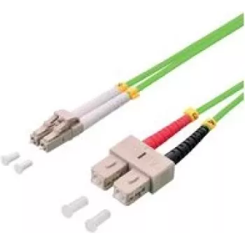 LogiLink - Cable de parcheo - LC/UPC multimodo (M) a SC/UPC multimodo (M) - 3 m - fibra óptica - dúplex - 50/125 micrómetros - OM5 - libre de halógenos - verde claro