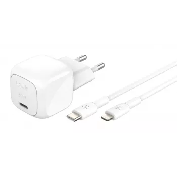 Cargador USB-C de 30W Belkin WCA008KQ1MWH-B5 PD PPS, fuente de alimentación compacta para teléfonos y tablets