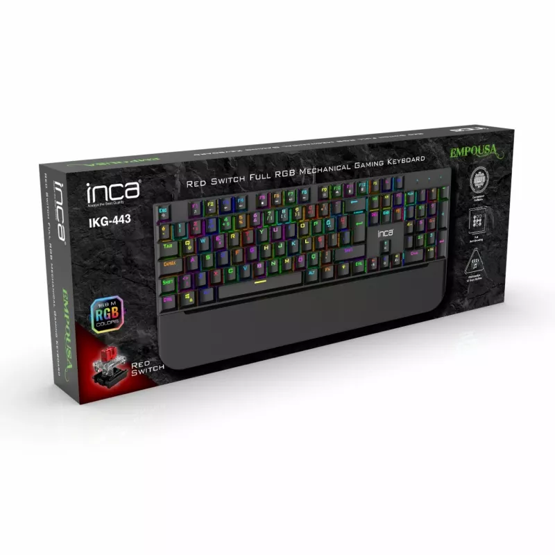 Teclado gaming Incase IKG-443 mecánico, RGB, distribución alemana