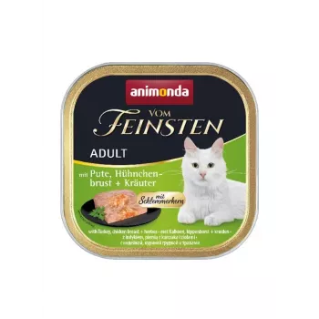 Comida húmeda para gatos animonda Vom Feinsten Gourmet Centre — Pavo y Pollo Hierbas, 100 g tarrina, adulto