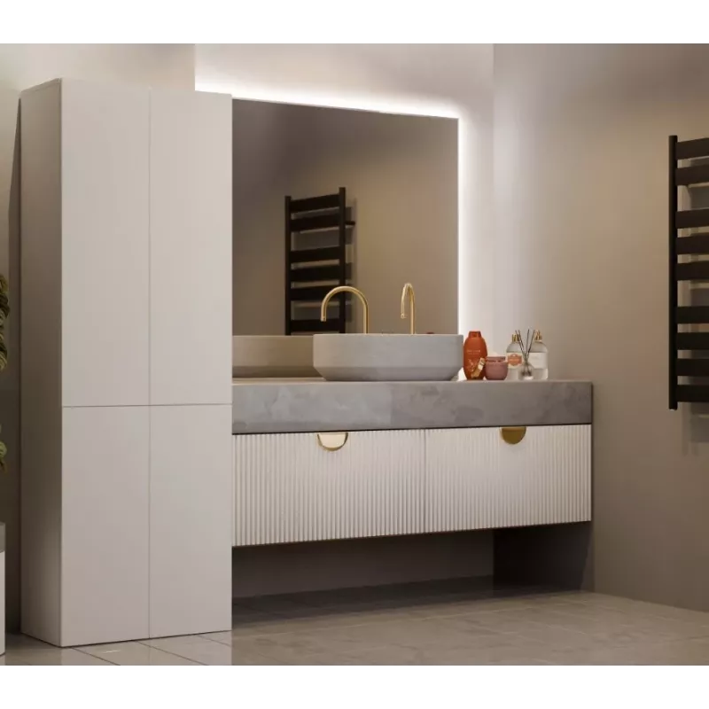 Armario de baño Nel DD 1K cesta color crema puertas largas