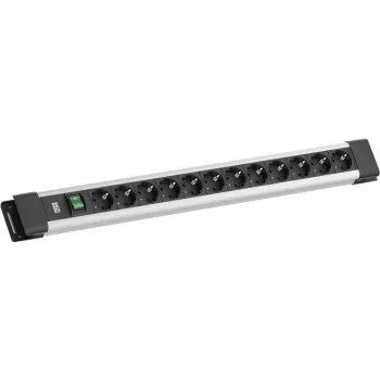 Regleta de enchufes Bachmann CONNECTUS 12x tomas CEE7/3, 1x interruptor, cable de 2,0 m, conector macho CEE7/7, gris