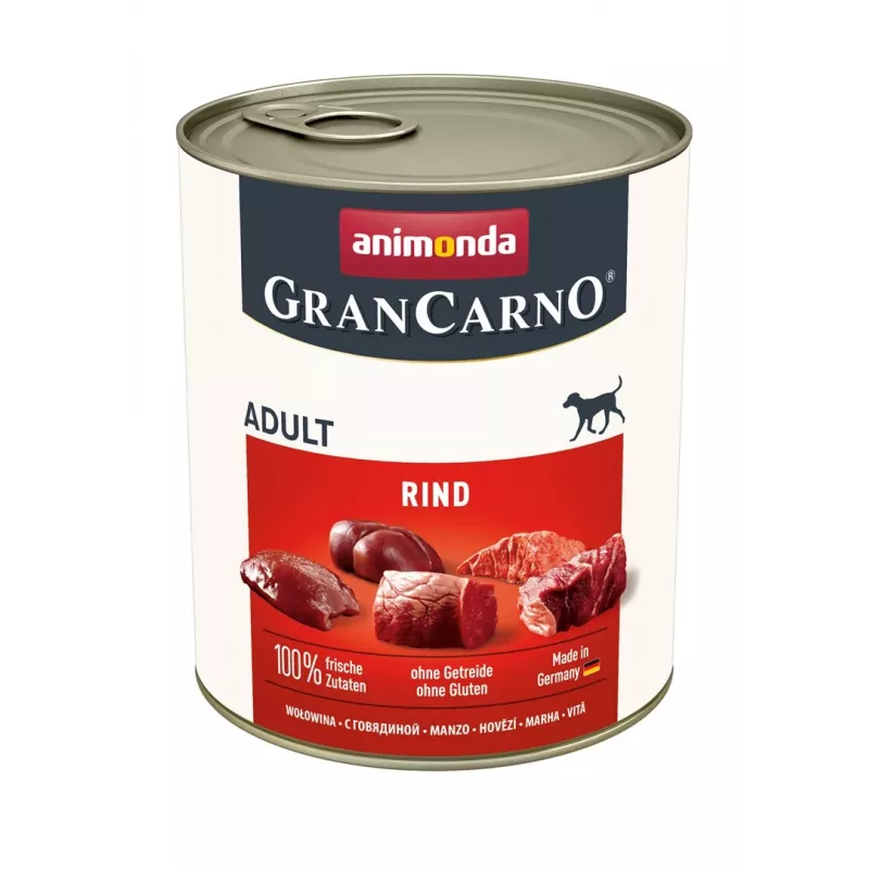 Comida húmeda para perros Animonda GranCarno Original Rind Adult — 400 g lata, sin gluten, sin azúcar, ternera
