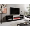 Mueble TV POLO 180x33x39 negro + chimenea blanca