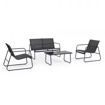 Conjunto de muebles de jardín Extralink BLACK FOREST TEXTILENO DOS SILLAS + TUMBONA + MESA PLEGABLE NEGRO L-0358 Conjunto de muebles de exterior