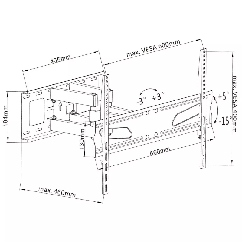 Maclean MC-723 B - soporte de pared para pantalla 37-70, 600x400 VESA, para máx. 40 kg, negro