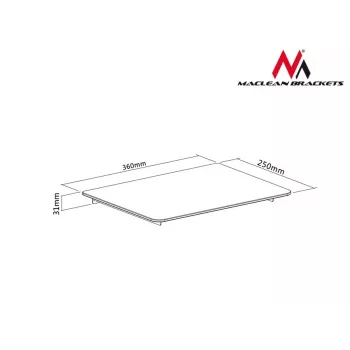 Accesorio de estantería MACLEAN MC-629 — estante para TV/DVD con pinza de barra, 360×250 mm, carga máx. 8 kg