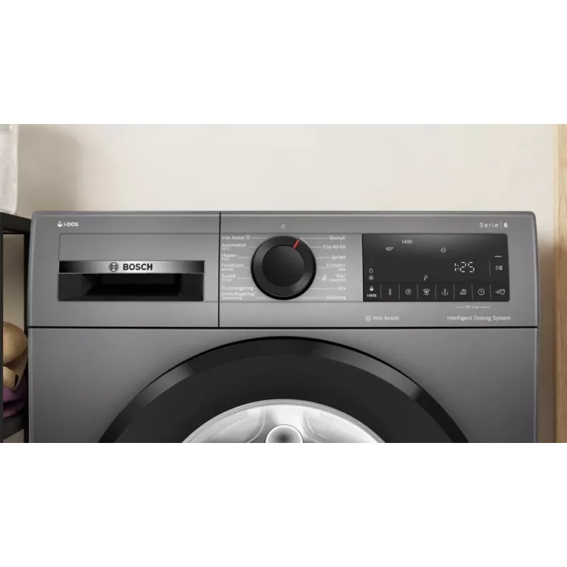 Lavadora Bosch | WGG244RFSN | clase de eficiencia energética A | carga frontal | capacidad de lavado 9 kg | 1400 rpm | profundidad 59 cm | ancho 59,8 cm | pantalla | LED | gris