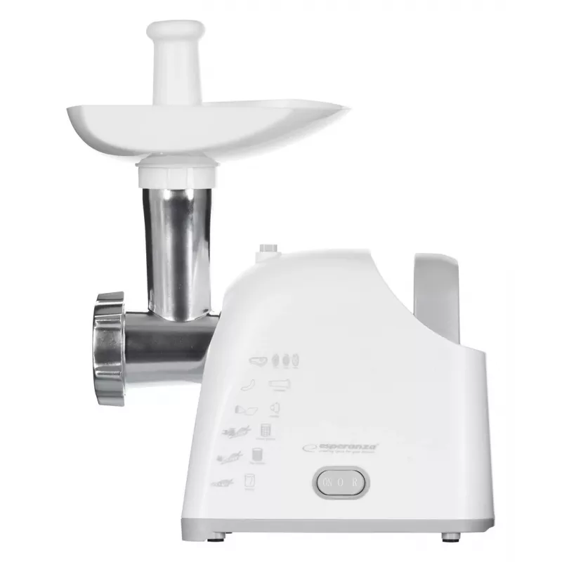 Picadora de carne ESPERANZA EKM033, 2200 W, blanca, cuchilla de acero inoxidable, marcha atrás, embudo para salchichas, accesorio para kibbeh