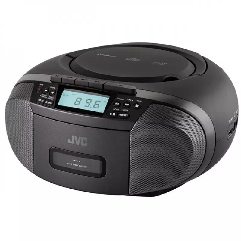 Reproductor de radio JVC RC-E444B negro con reproductor de CD y sintonizador FM