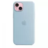 Funda de silicona Apple iPhone 15 Plus azul claro MagSafe
