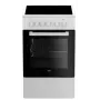 Cocina Beko FSS57000GW de pie eléctrica con placa vitrocerámica negra, blanca