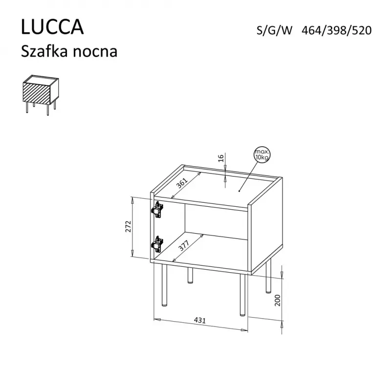 Mesita de noche Cama LUCCA 2 uds. 47x40x52 cm blanco MDF/aglomerado