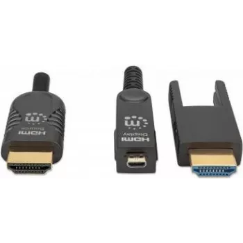 Manhattan cable HDMI a Micro HDMI con clasificación plenum, 4K@60Hz (Premium High Speed), 70 m, activo, conector HDMI desmontable (Type-A), macho a macho, negro, contactos dorados, garantía de por vida