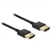 DeLOCK Slim Premium - Cable de vídeo/audio/red - 36 AWG - HDMI, 19 polos (macho) - HDMI, 19 polos (macho) - 2,0 m - Triple aislamiento - Negro (84773)