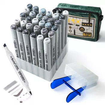 Rotuladores de doble punta Arrtx LC302543 — 32 colores en gradaciones de tonos grises