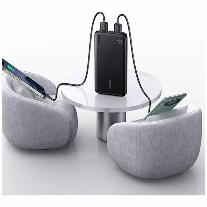 Batería externa usams PB83 10000mAh PD 2×USB-A USB-C blanca