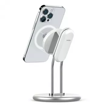 Soporte para teléfono SODI SIM-300 plata MagSafe – soporte de sobremesa para iPhone compatible con MagSafe