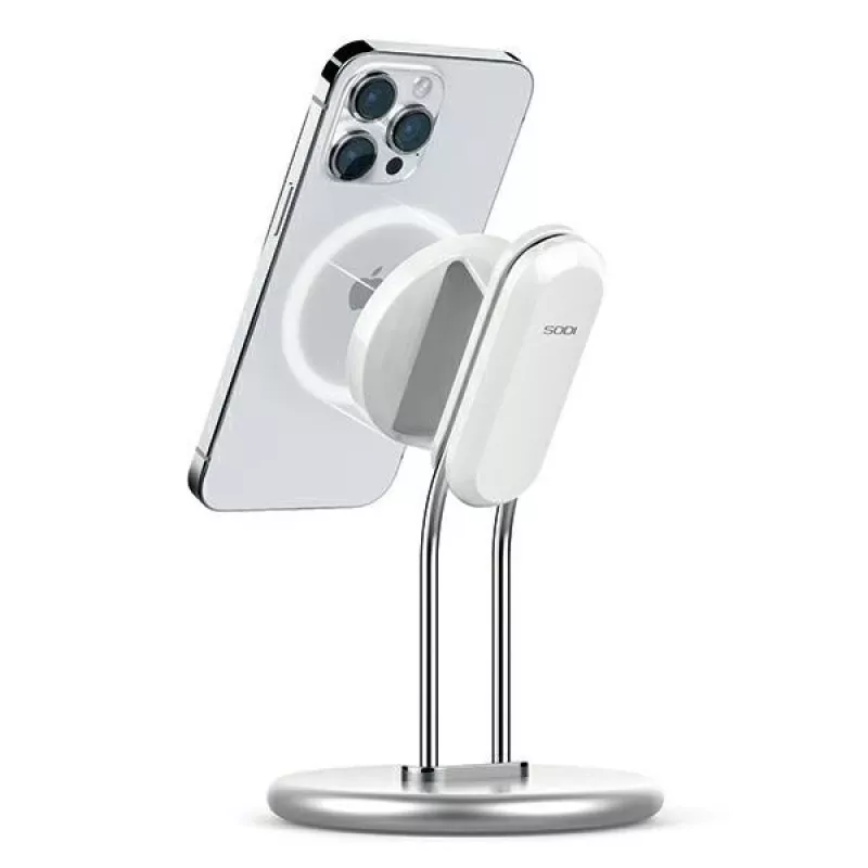 Soporte para teléfono SODI SIM-300 plata MagSafe – soporte de sobremesa para iPhone compatible con MagSafe