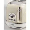 Tostadora Ariete 155 Design de 2 ranuras con cestillos para sándwich, 6 niveles de tostado, 810 W, carcasa de acero inoxidable, bandeja recogemigas extraíble, beige pastel