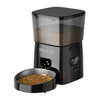 Comedero automático Rojeco RWSQ-02 capacidad 2L, racionamiento programable, control por botones