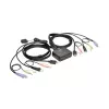 Eaton Tripp Lite series conmutador KVM USB/HD de 2 puertos con audio/vídeo, cables y uso compartido de periféricos USB - Conmutador KVM/audio/USB - 2 x KVM/audio/USB - 1 usuario local - Sobremesa
