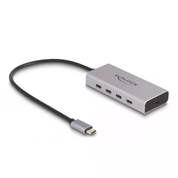 Hub USB DELOCK 10 Gbps Type-C 4 puertos PD 85W cable 30 cm
