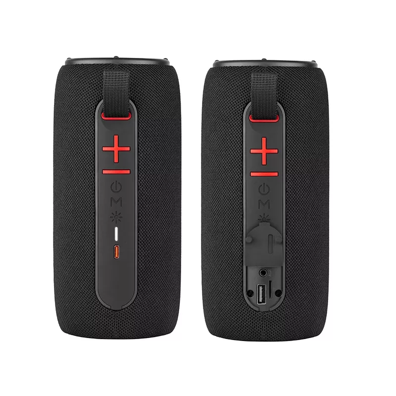 Altavoz portátil estéreo TRACER Stripe negro — 10 W RMS, Bluetooth/cableado, USB-A y USB-C, MicroSD, batería integrada (hasta 5 h)