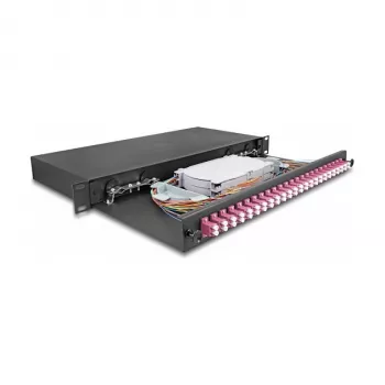 Caja de empalme de fibra óptica DeLOCK 67011 de 19 pulgadas, 24 x LC dúplex OM4, 1U