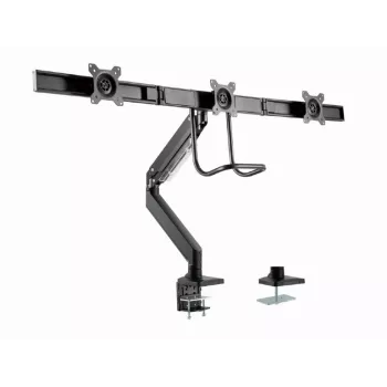 Soporte de escritorio para monitor GEMBIRD MA-DA3-03, 3 brazos, resorte de gas, VESA 75–100x100, soporta 3 pantallas de hasta 27
