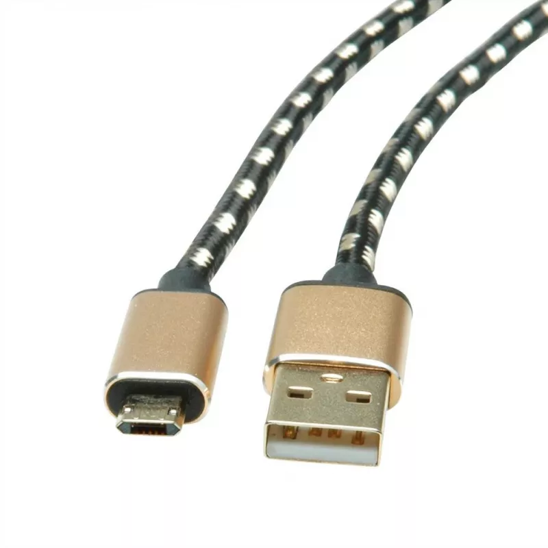 Cable USB ROLINE 11.02.8820 1,8 m USB 2.0 USB-C Micro-USB B negro - dorado (11.02.8820)