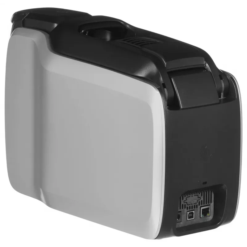 Impresora de tarjetas de plástico Zebra ZC300 – Sublimación de color/Termotransferencia, 300x300 DPI, LCD, alimentación de 100 hojas, Ethernet, Plata/Negro