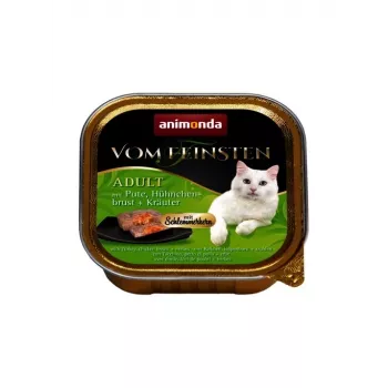 Comida húmeda para gatos animonda Vom Feinsten Gourmet Centre — Pavo y Pollo Hierbas, 100 g tarrina, adulto