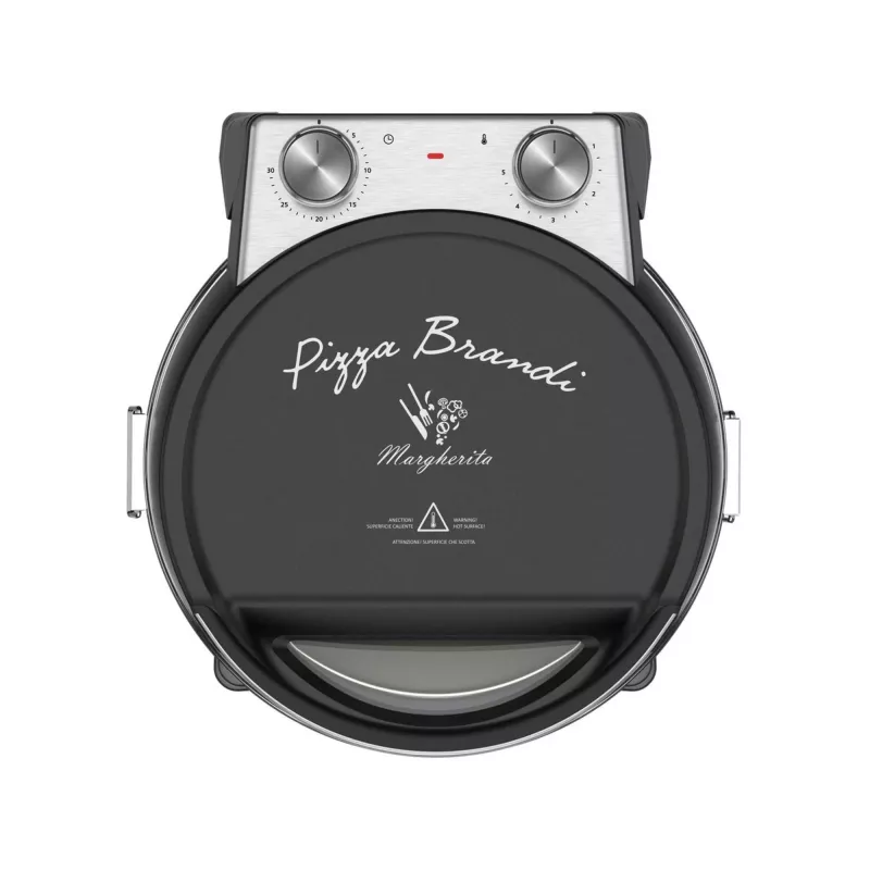 Horno eléctrico para pizza SIMFER MKE0-P — 1100 W, 80–300 °C, temporizador de 30 minutos, piedra para pizza extraíble de 33 cm, negro