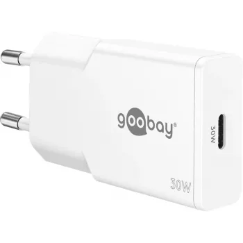 Cargador rápido fino USB-C PD GaN (30 W) (blanco)
