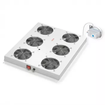 Unidad de ventiladores de techo ROLINE 19 inch con 6 ventiladores y termostato, carcasa de acero, gris