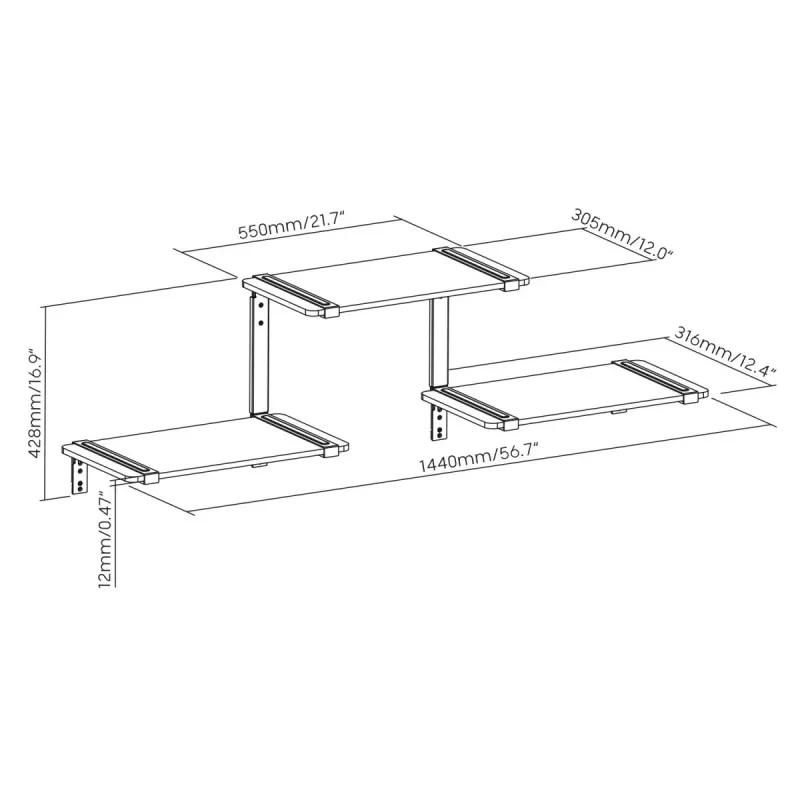 Estantería modular de 3 niveles Maclean, máx. 30 kg, MC-974