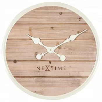 Reloj NeXtime 3134wi Plank, Ø50 cm, pared, blanco