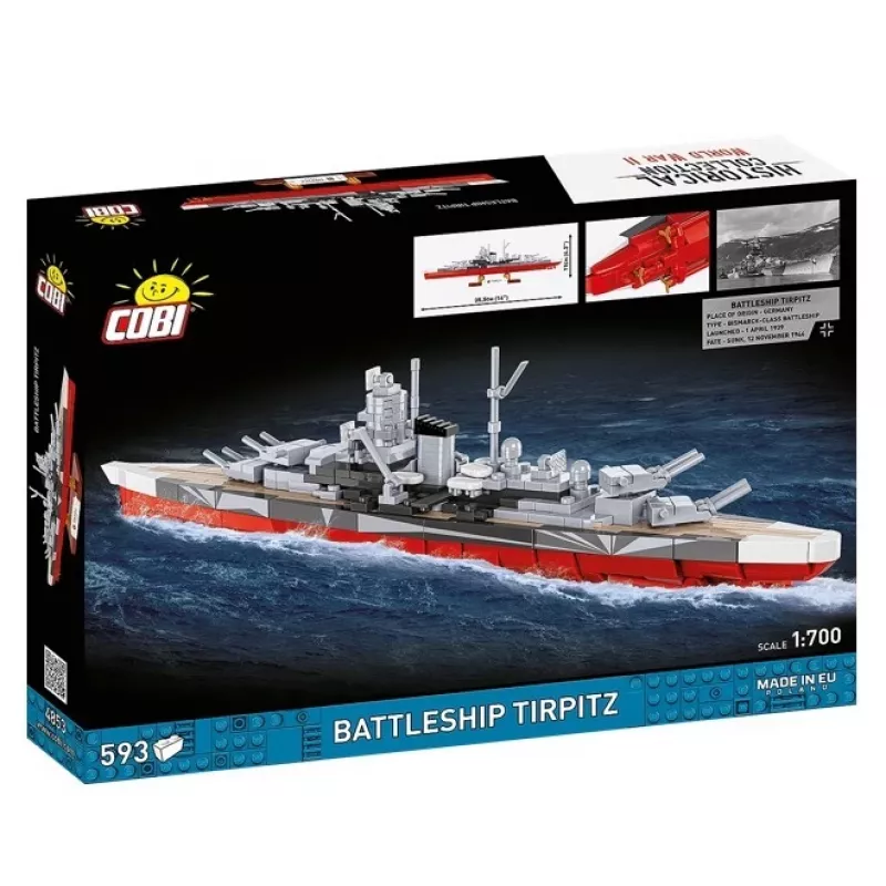 Set de construcción Cobi acorazado Tirpitz modelo con 593 piezas, a escala y con características de exhibición