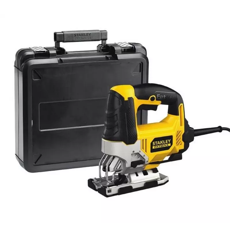 Sierra de calar STANLEY FME340K — 710 W, 3000 rpm, profundidad de corte madera 85 mm, acero 10 mm, empuñadura de arco, ajuste de inglete