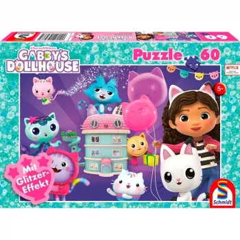 Gabby's Dollhouse: fiesta de cumpleaños en la casa de muñecas, puzle 60 piezas