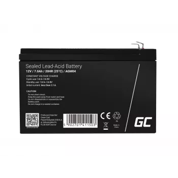 UPS battery Green Cell AGM04 12V 7Ah Sealed Lead Acid (VRLA) black, 1 pc