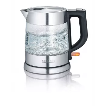 Severin WK 3468 Hervidor de agua 1 L 2200 W Negro, Acero inoxidable, Transparente