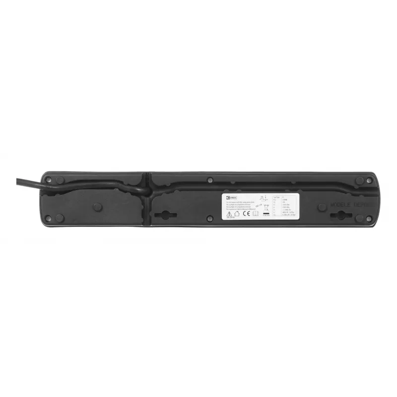 Regleta con interruptor: 5 tomas, cable de 5 m, negro
