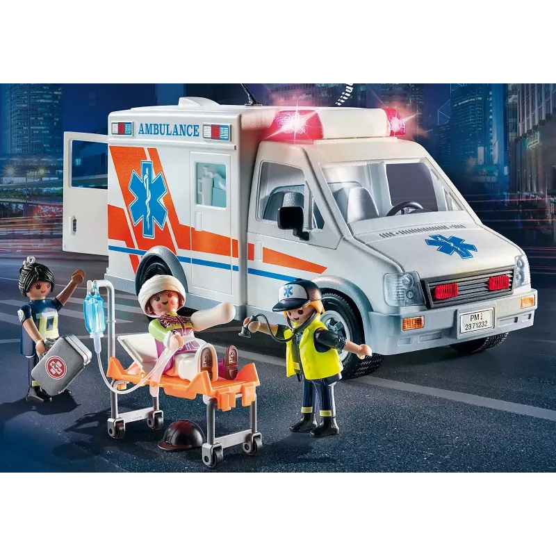 Ambulancia de juguete PLAYMOBIL 71232 — multicolor, para 4–10 años, pila AAA