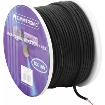 Cable de micrófono Omnitronic 2x0,22 mm² 100 m negro