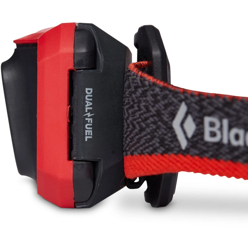 Linterna frontal Diamond Storm 450 Negra con cinta frontal negra y roja